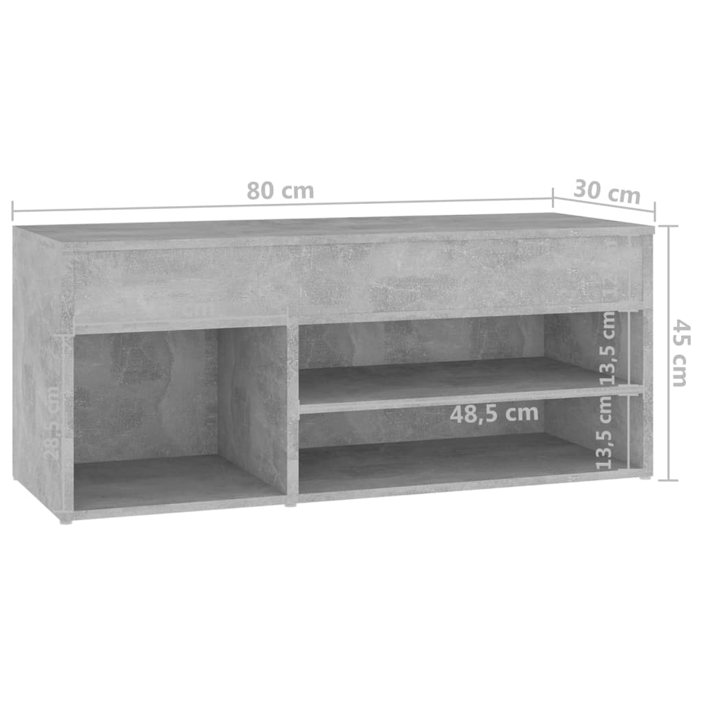 Schuhbank Holzwerkstoff Betongrau