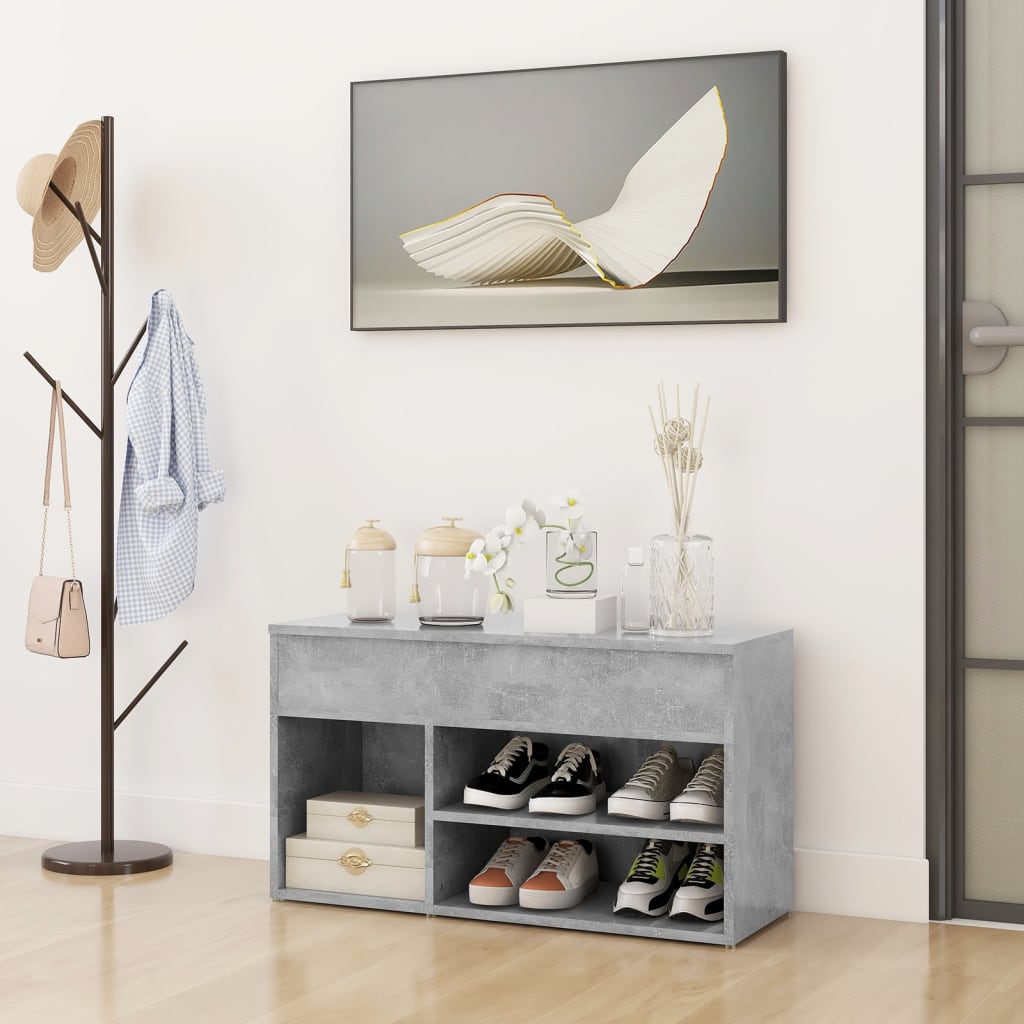 Schuhbank Holzwerkstoff Betongrau