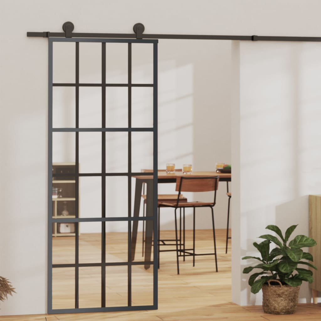 Schiebetür Mit Beschlag Esg-Glas & Aluminium 90X205 Cm