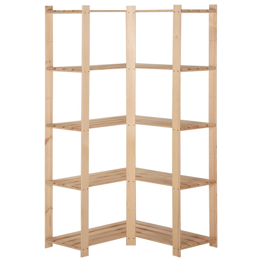 Eck-Lagerregal Mit 5 Böden 82,5X82,5X170 Cm Massivholz Kiefer Grau