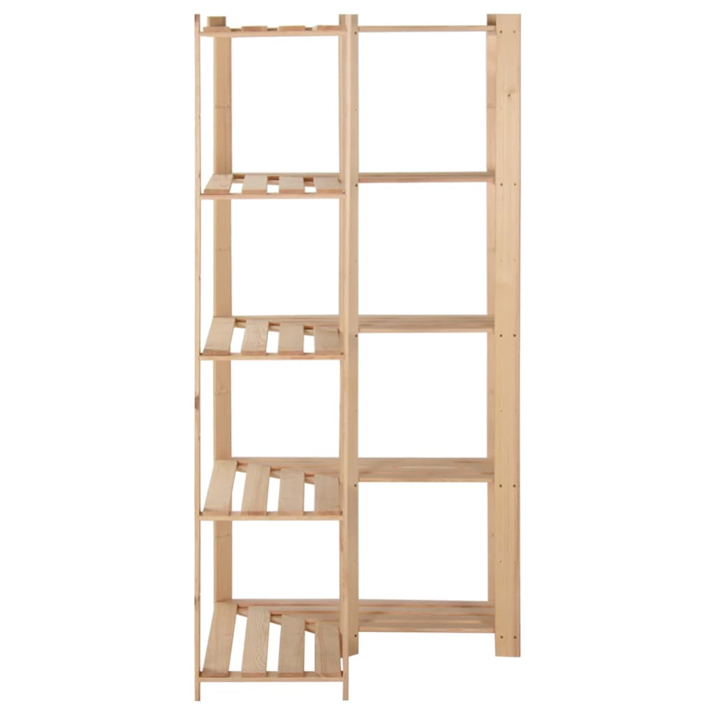 Eck-Lagerregal Mit 5 Böden 82,5X82,5X170 Cm Massivholz Kiefer Grau