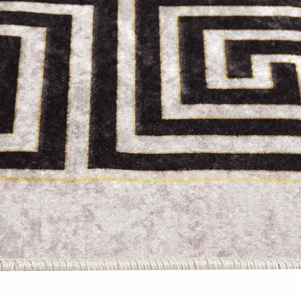 Teppich Waschbar Hellbeige Beige Und Schwarz