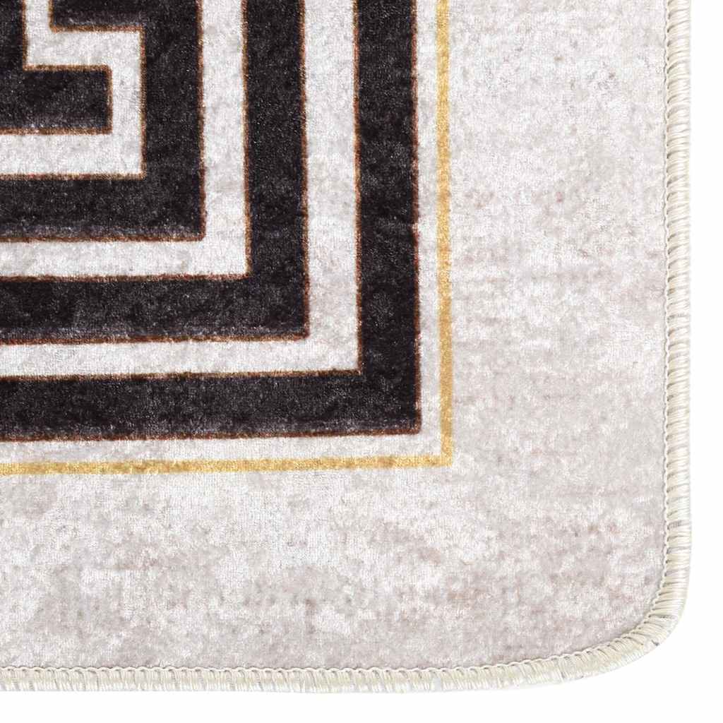 Teppich Waschbar Hellbeige Beige Und Schwarz