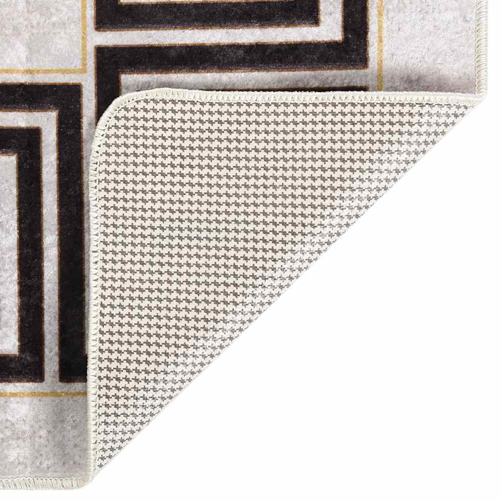 Teppich Waschbar Hellbeige Beige Und Schwarz