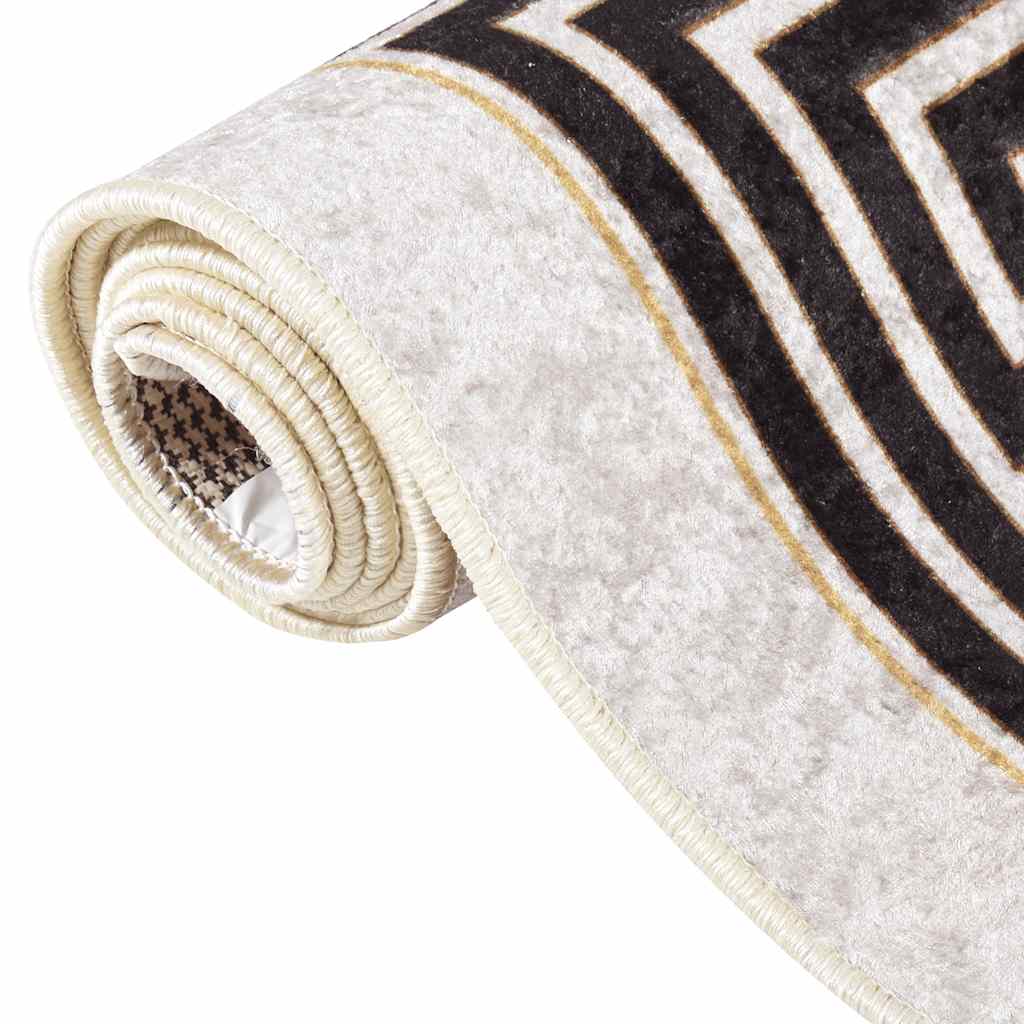 Teppich Waschbar Hellbeige Beige Und Schwarz
