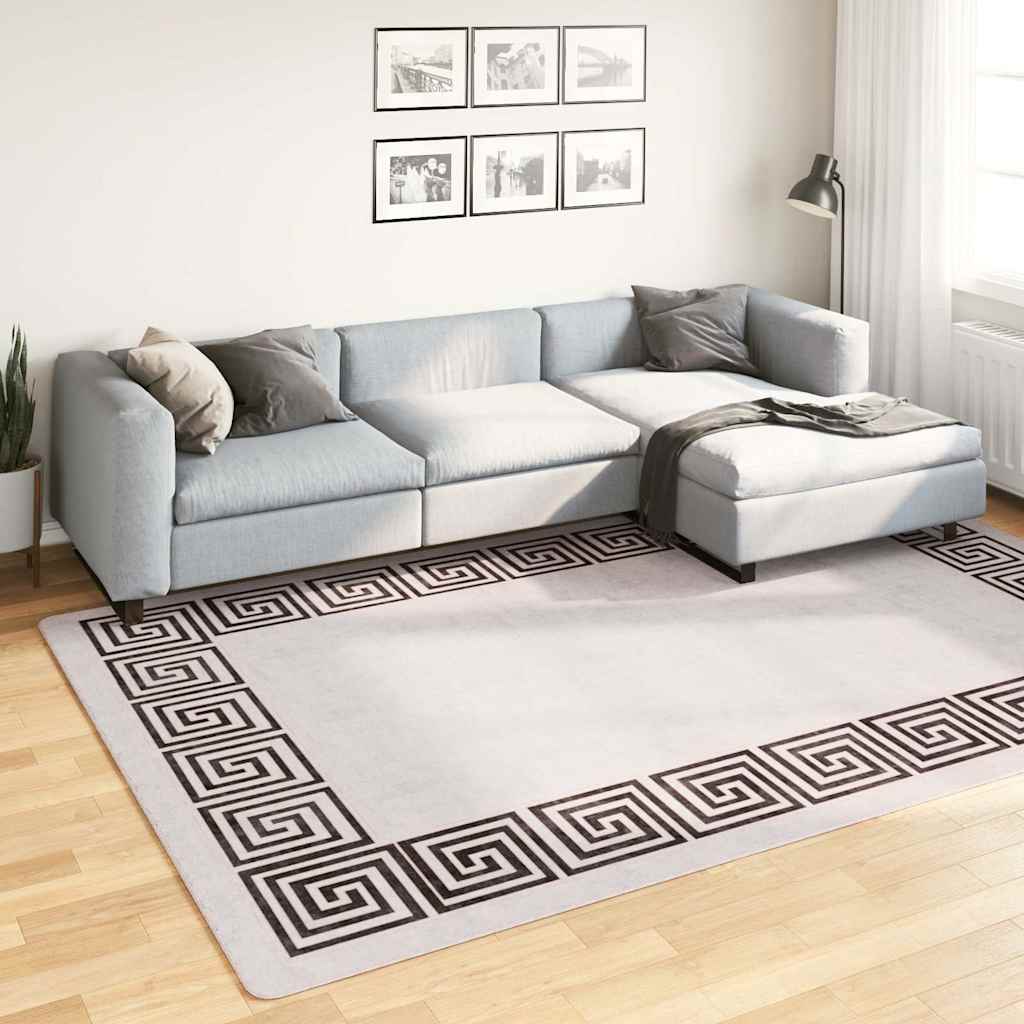 Teppich Waschbar Hellbeige Beige Und Schwarz