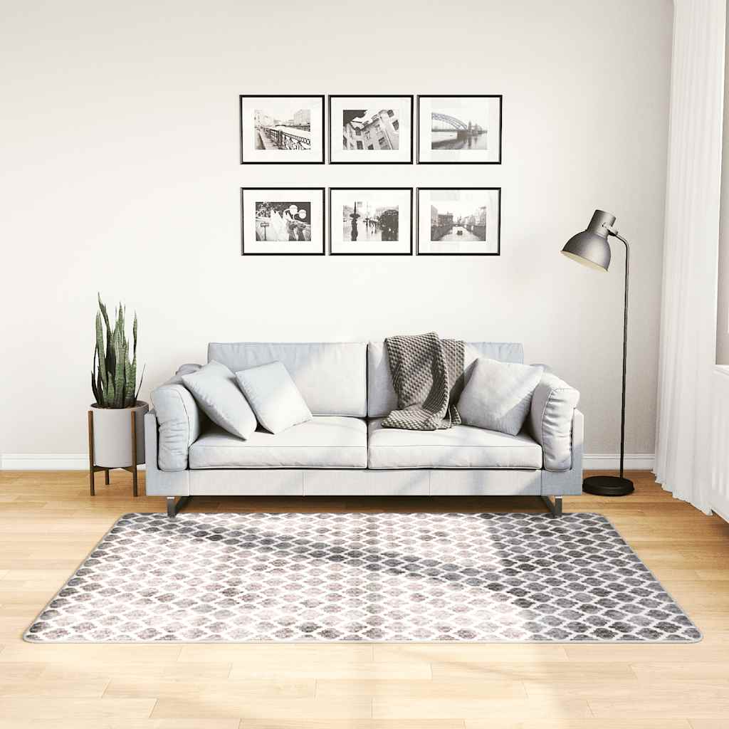 Teppich Waschbar Mehrfarbig Φ120 Cm Grau Und Weiß