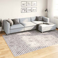 Teppich Waschbar Mehrfarbig Φ120 Cm Grau Und Weiß