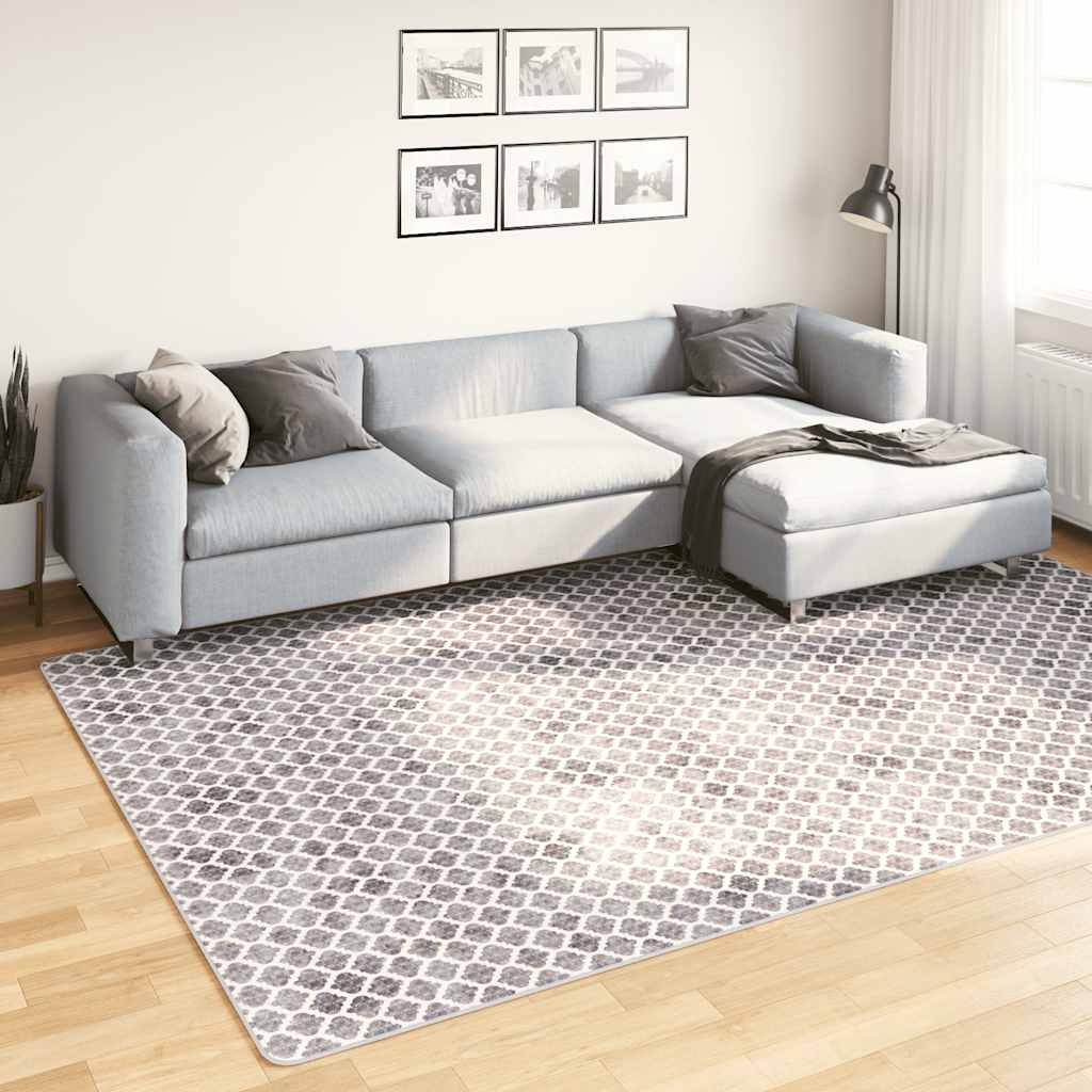 Teppich Waschbar Mehrfarbig Φ120 Cm Grau Und Weiß