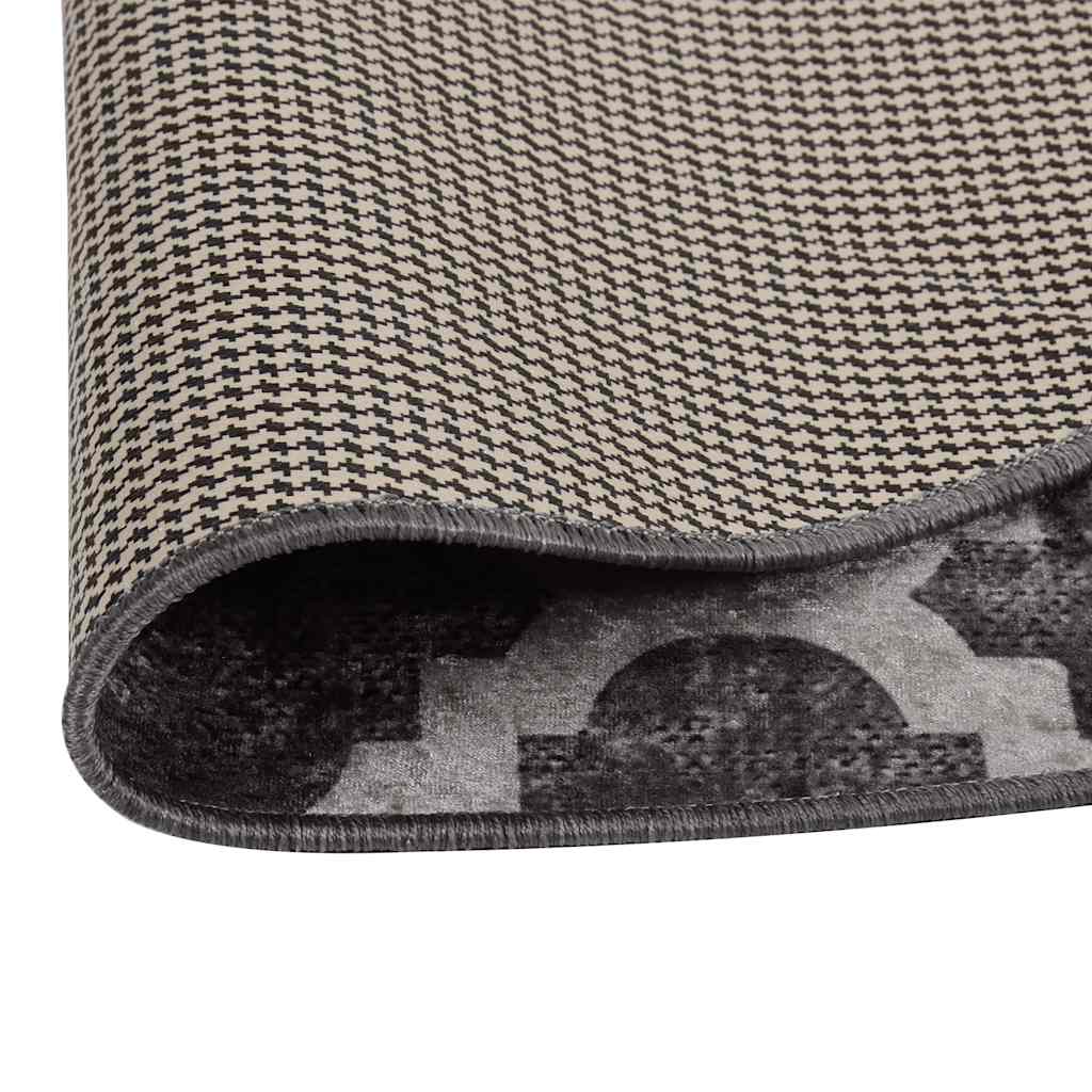 Teppich Waschbar Mehrfarbig Φ120 Cm Grau Und Weiß
