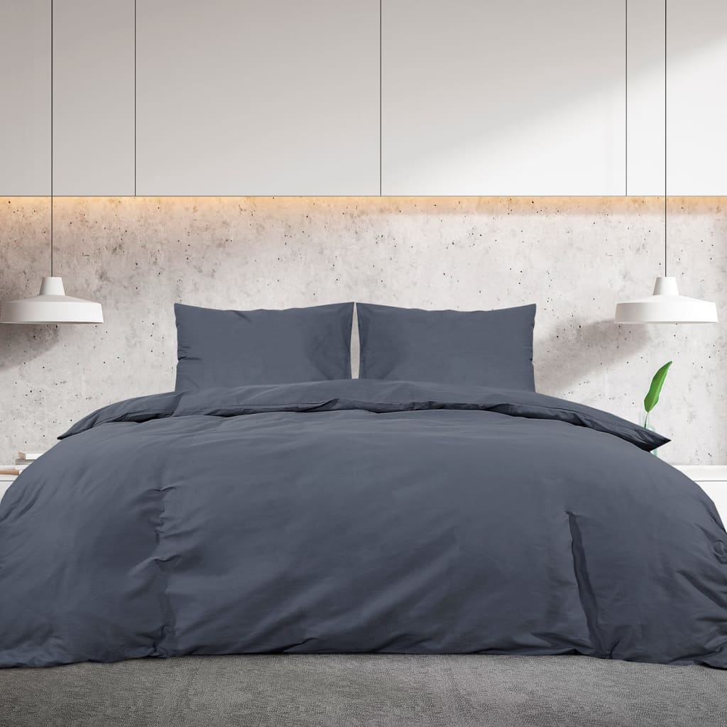 Bettwäsche-Set 240X220 Cm Leichte Mikrofaser Anthrazit