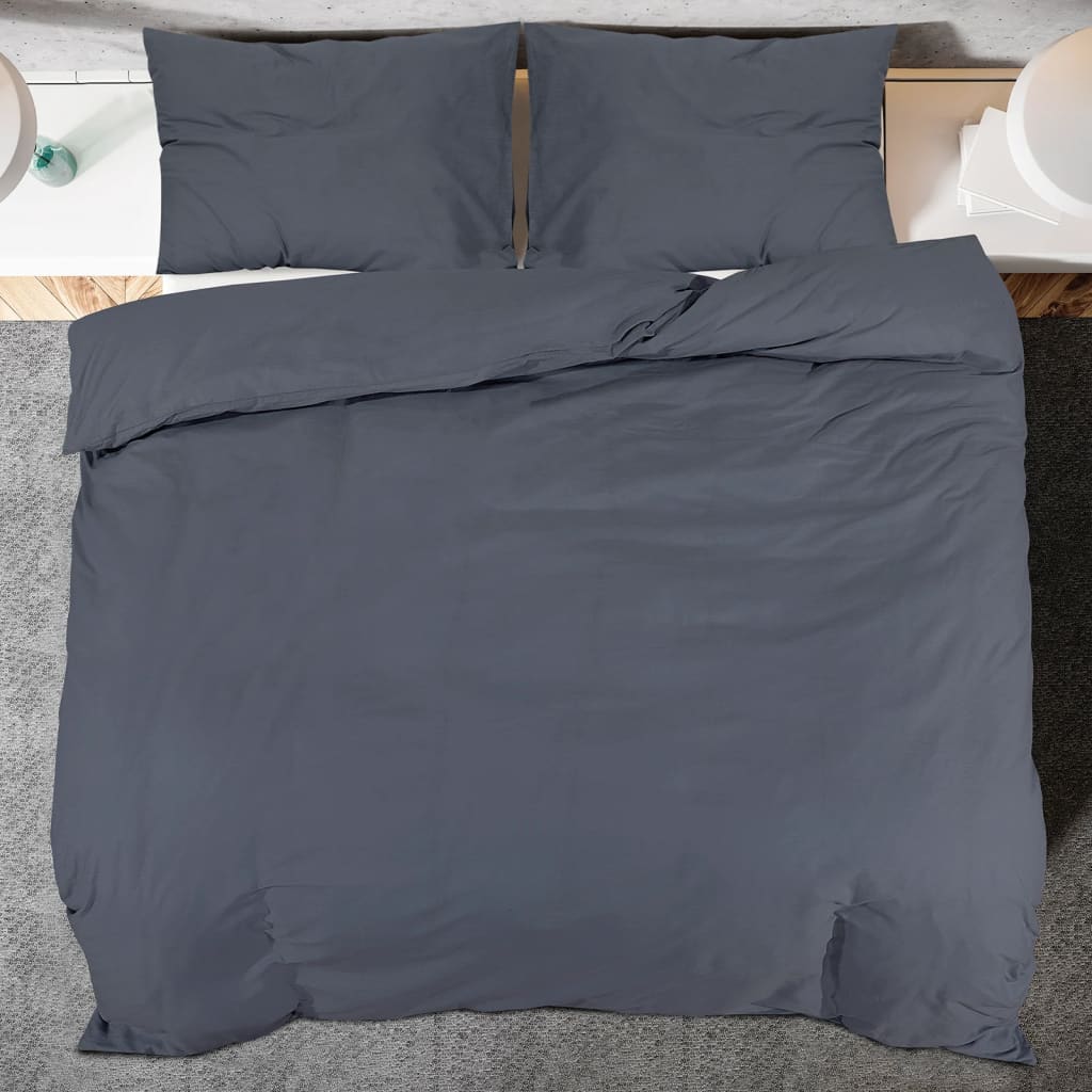 Bettwäsche-Set 240X220 Cm Leichte Mikrofaser Anthrazit