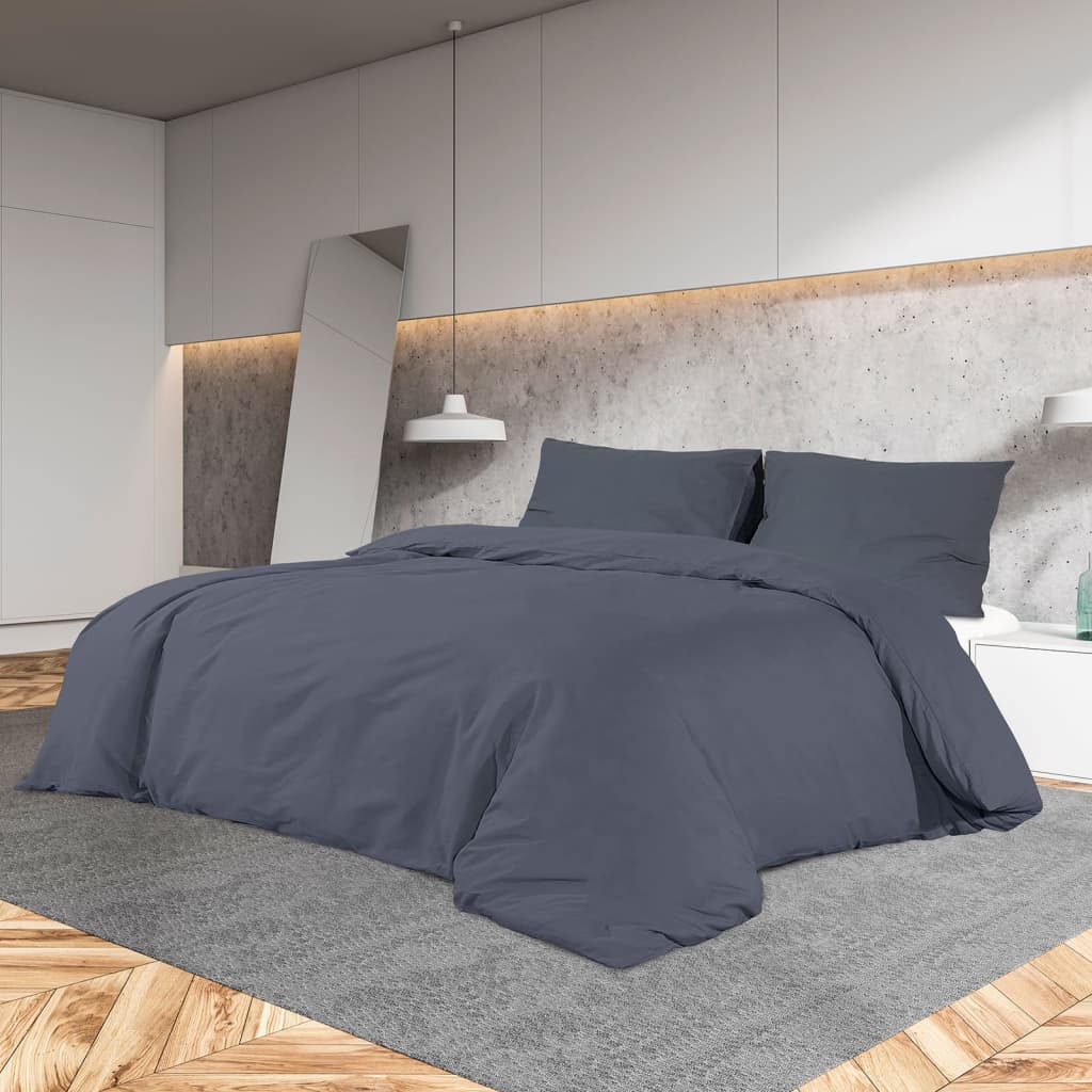 Bettwäsche-Set 240X220 Cm Leichte Mikrofaser Anthrazit