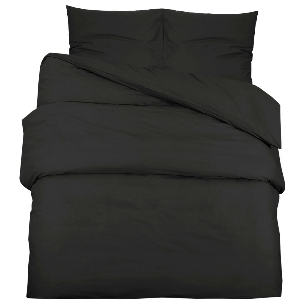 Bettwäsche-Set 135X200 Cm Leichte Mikrofaser Schwarz