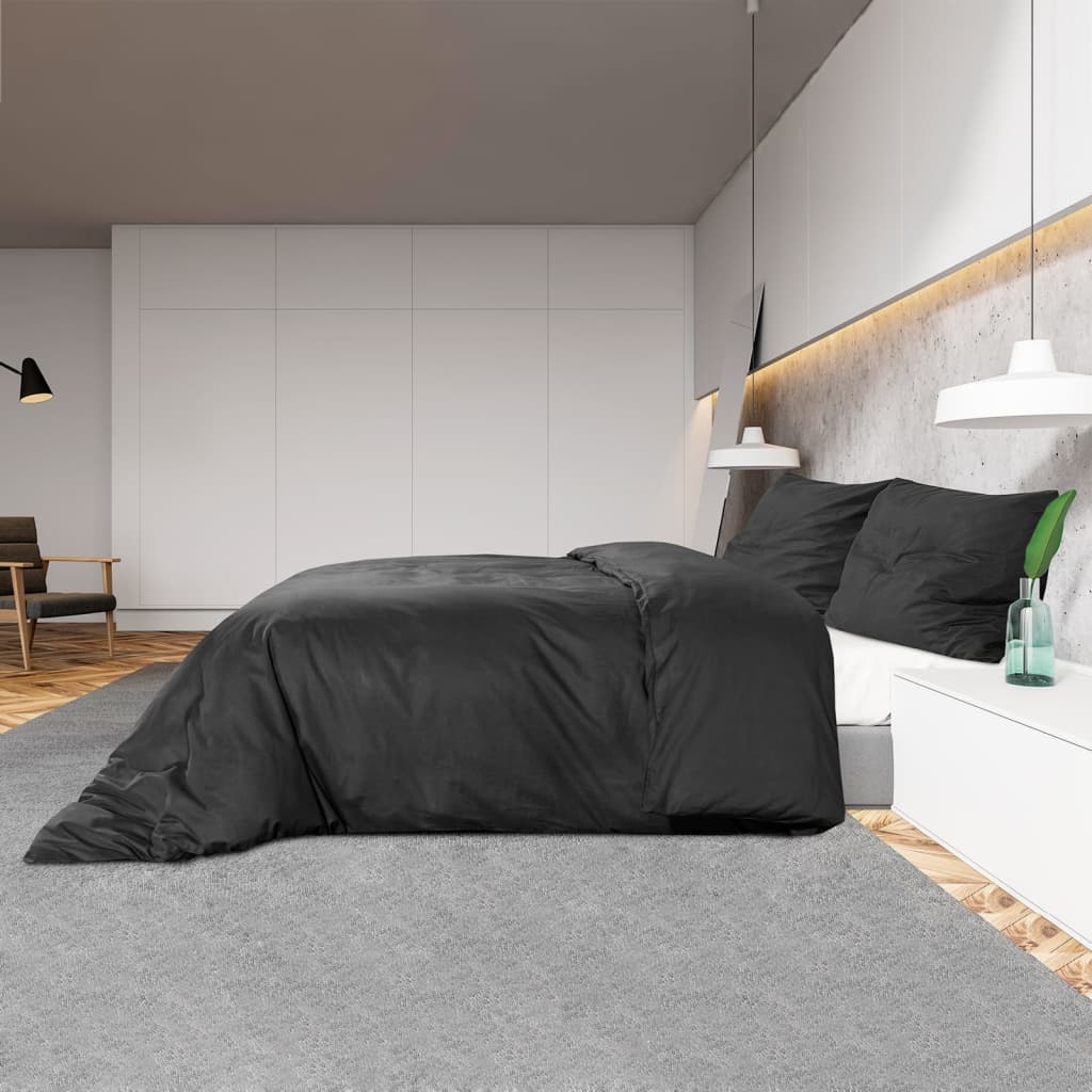 Bettwäsche-Set 135X200 Cm Leichte Mikrofaser Schwarz