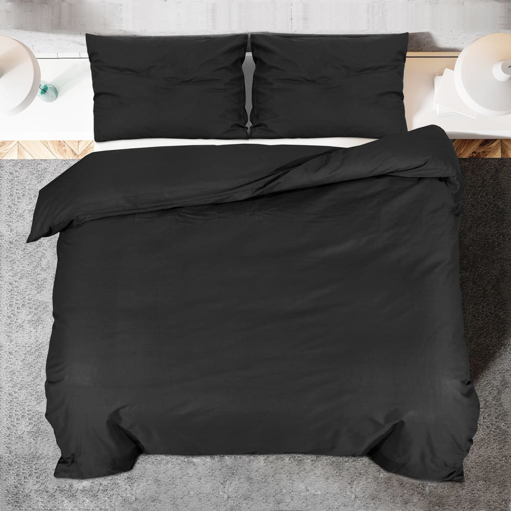 Bettwäsche-Set 135X200 Cm Leichte Mikrofaser Schwarz