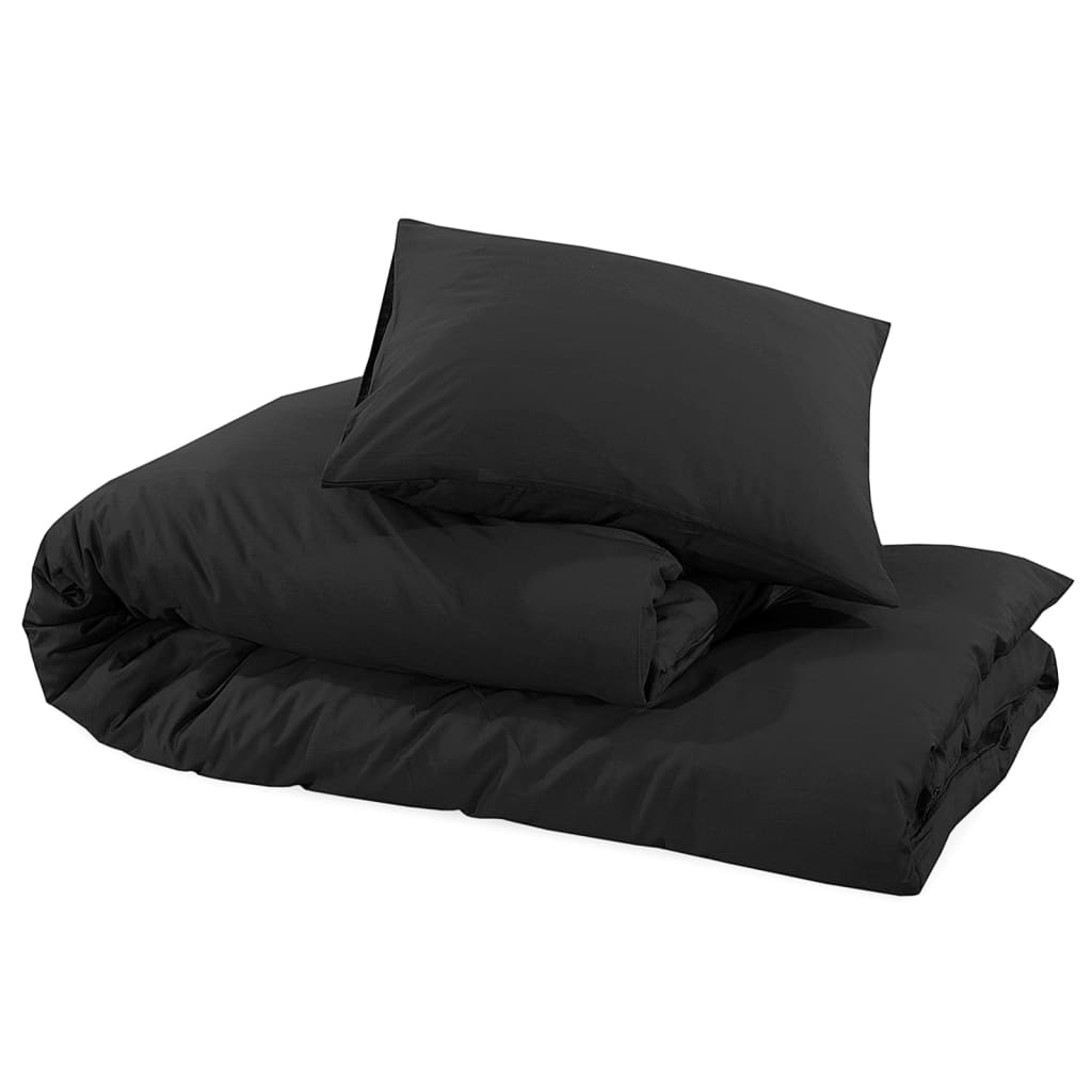 Bettwäsche-Set 135X200 Cm Leichte Mikrofaser Schwarz