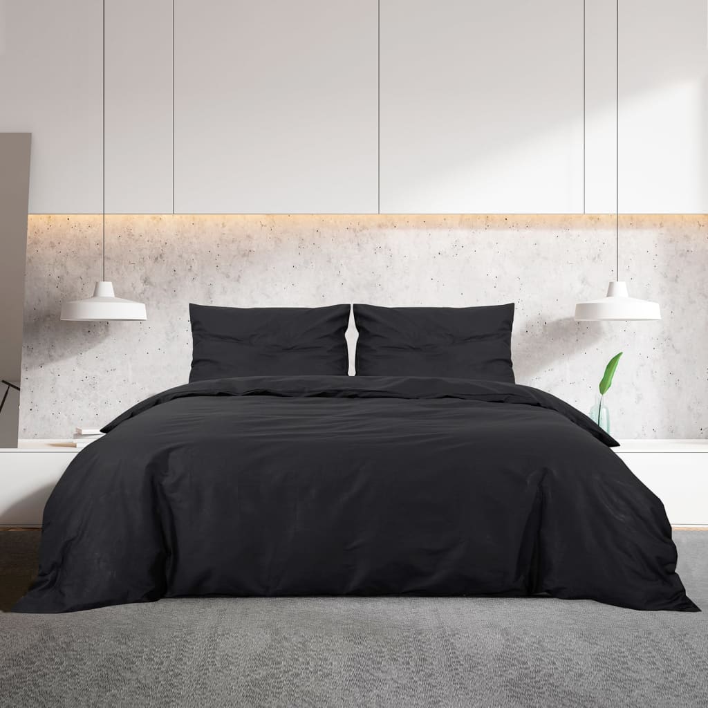 Bettwäsche-Set 135X200 Cm Baumwolle Schwarz