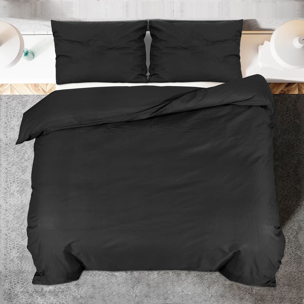 Bettwäsche-Set 135X200 Cm Baumwolle Schwarz