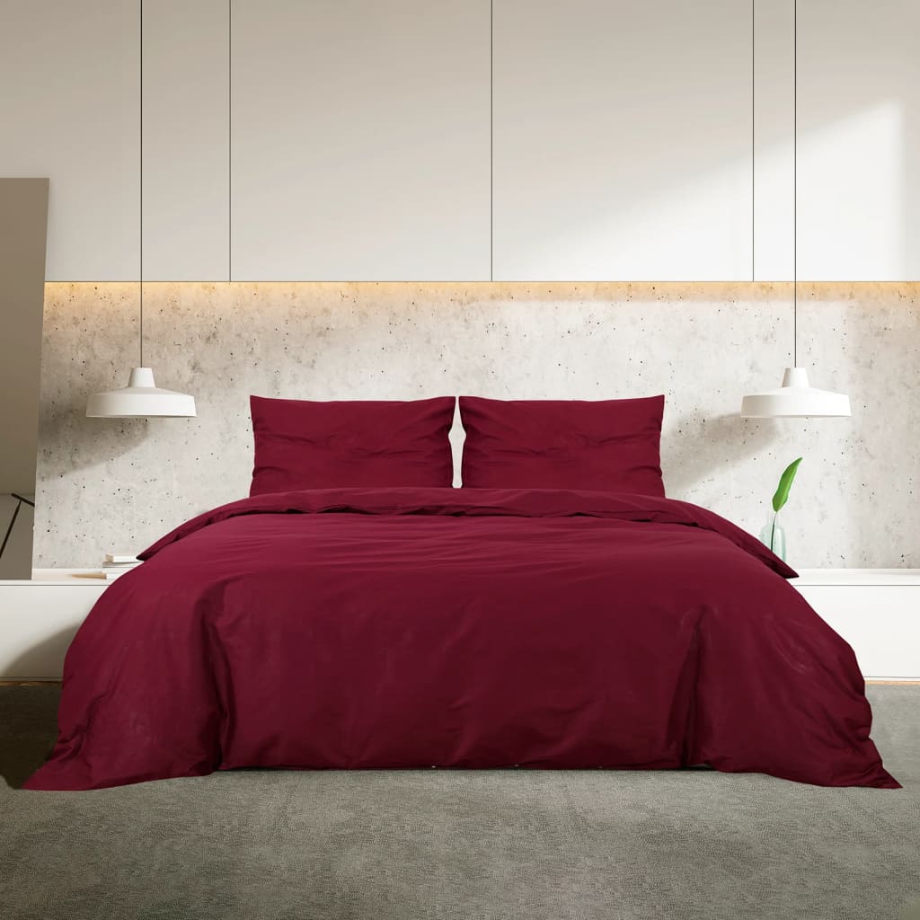 Bettwäsche-Set Bordeaux 135X200 Cm Baumwolle Rot