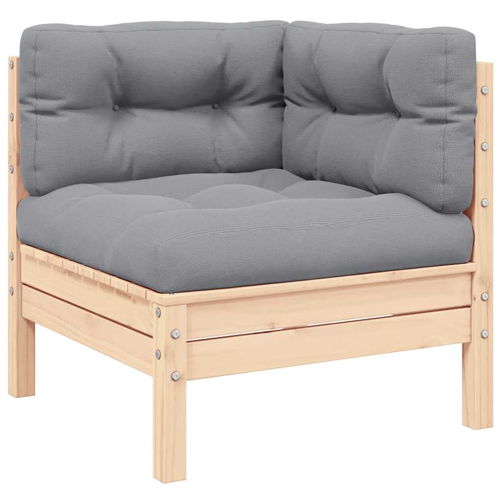 3-Tlg. Garten-Lounge-Set Mit Kissen In Creme Massivholz Kiefer