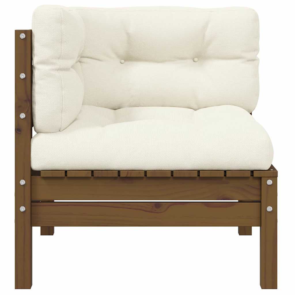 3-Tlg. Garten-Lounge-Set Mit Kissen In Creme Massivholz Kiefer