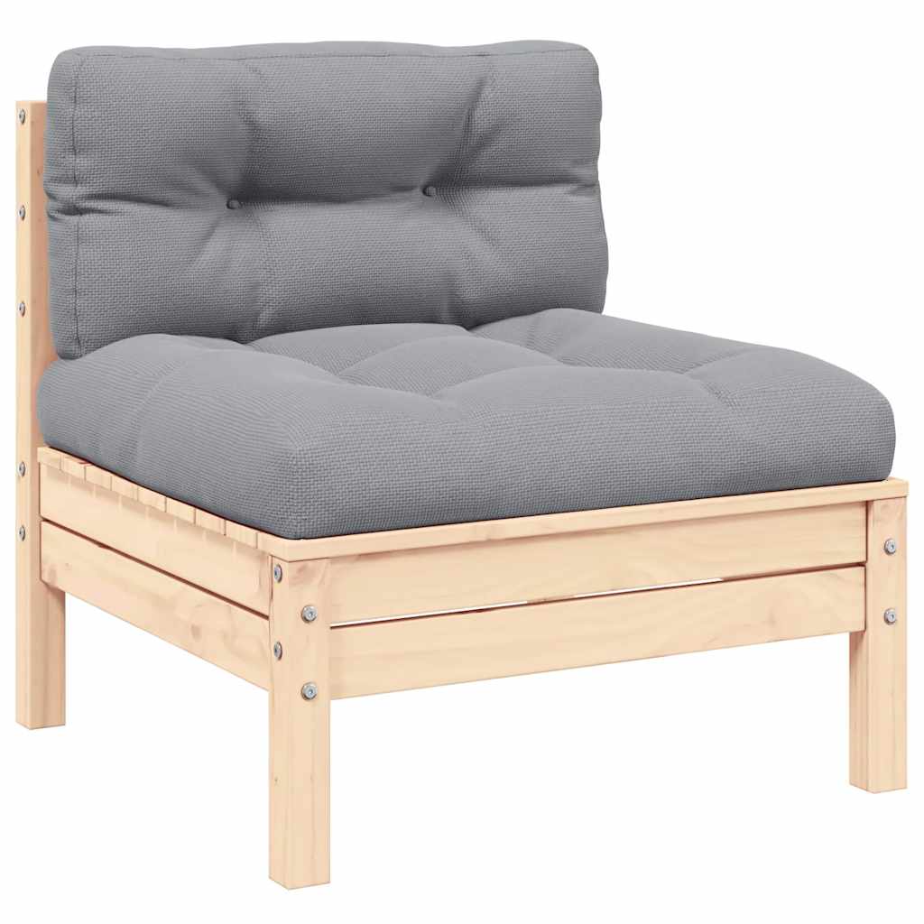 3-Tlg. Garten-Lounge-Set Mit Kissen In Creme Massivholz Kiefer