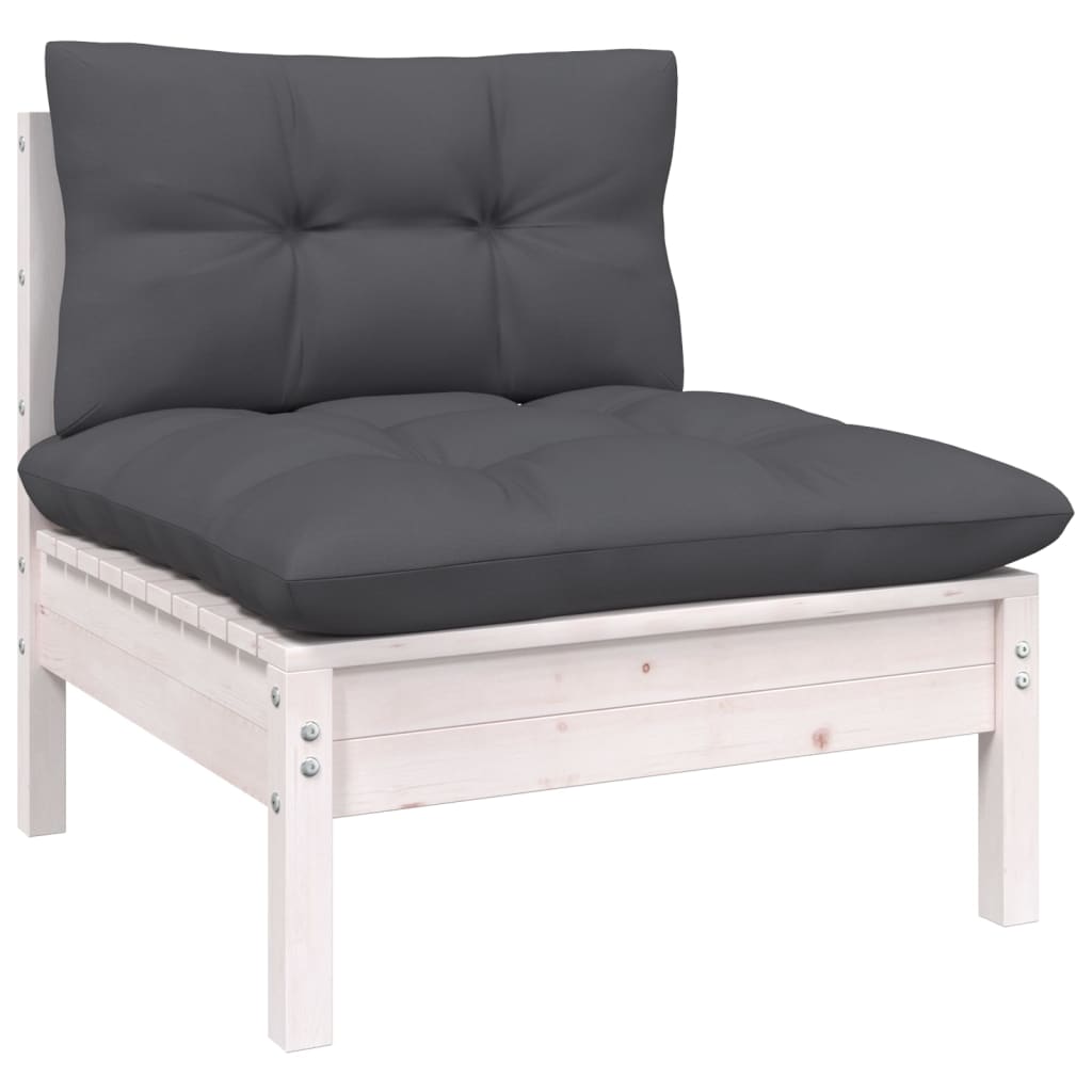 3-Tlg. Garten-Lounge-Set Mit Kissen In Creme Massivholz Kiefer