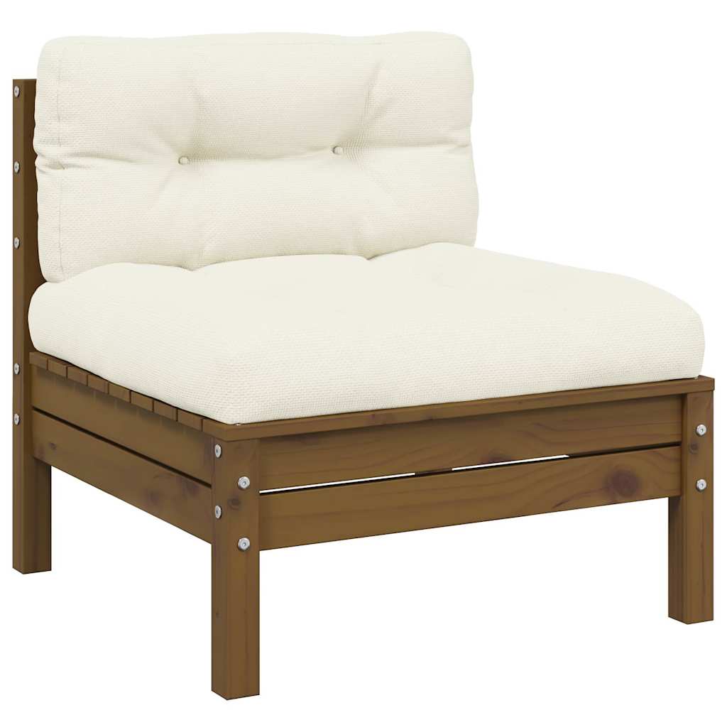 3-Tlg. Garten-Lounge-Set Mit Kissen In Creme Massivholz Kiefer