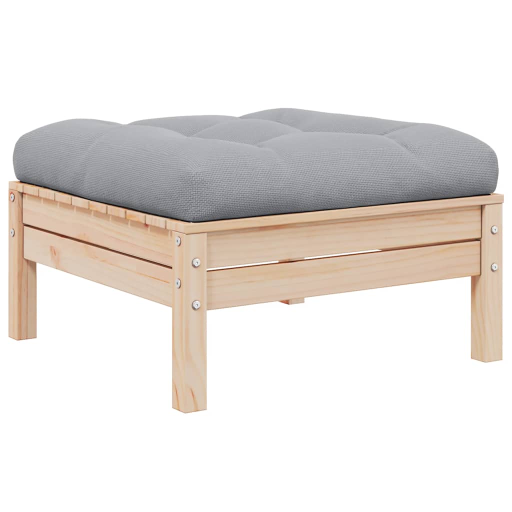 3-Tlg. Garten-Lounge-Set Mit Kissen In Creme Massivholz Kiefer
