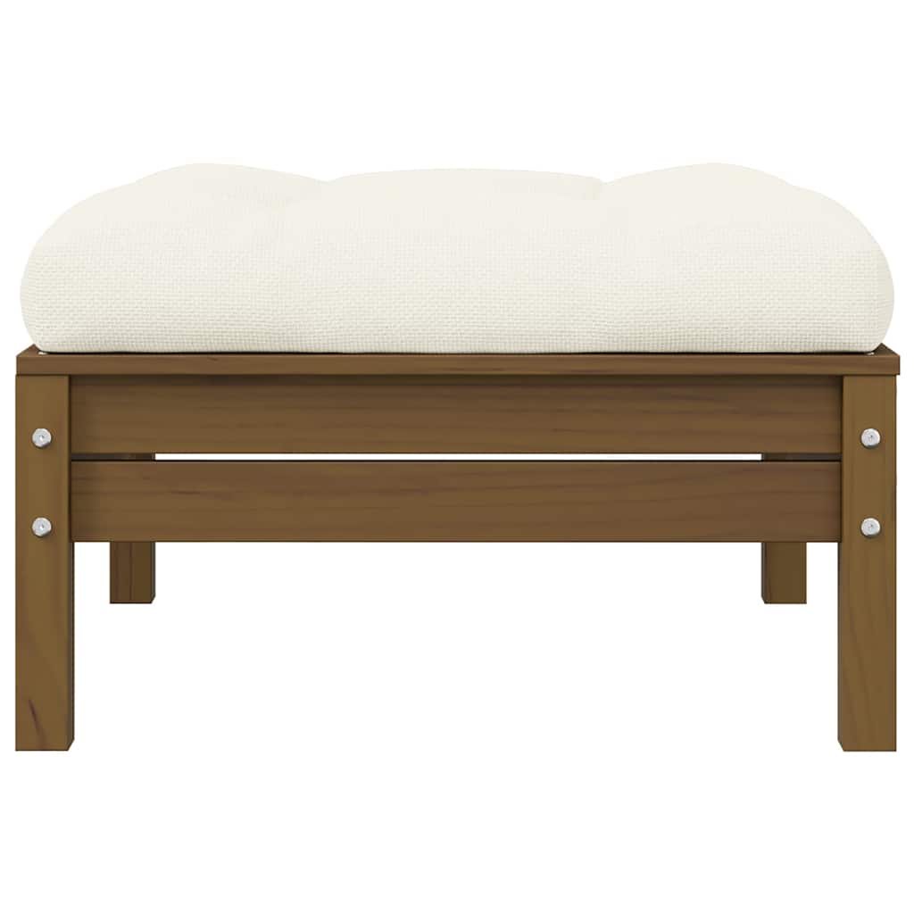 3-Tlg. Garten-Lounge-Set Mit Kissen In Creme Massivholz Kiefer