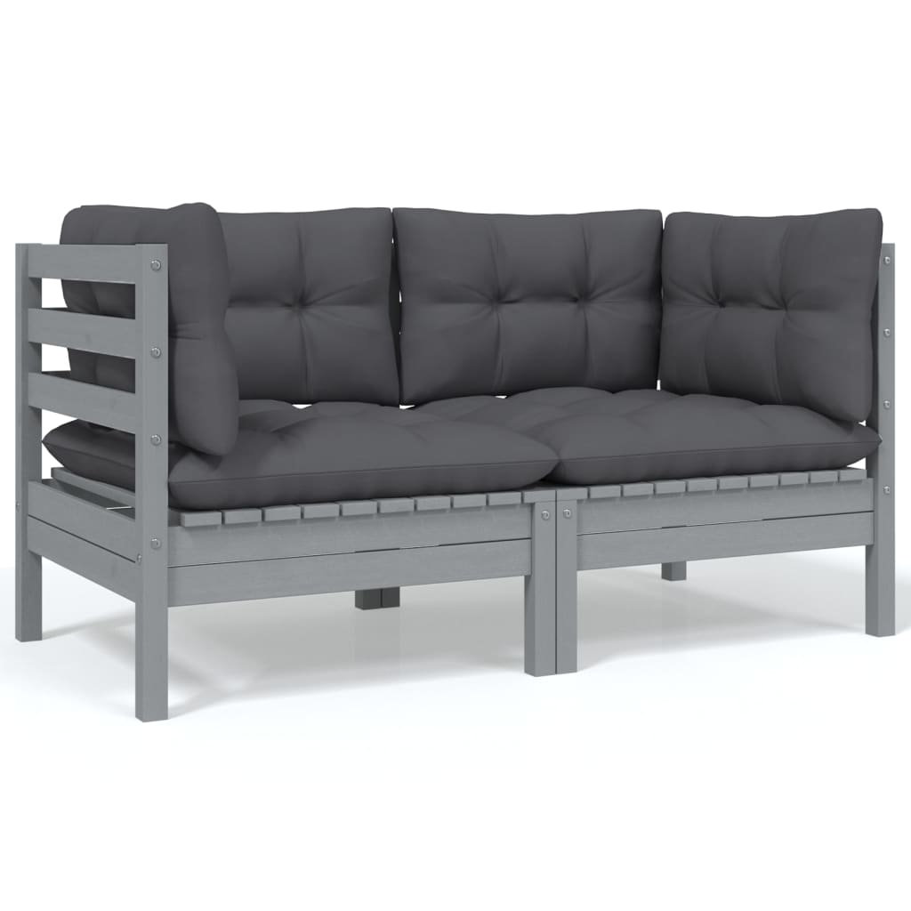 3-Tlg. Garten-Lounge-Set Mit Kissen In Creme Massivholz Kiefer