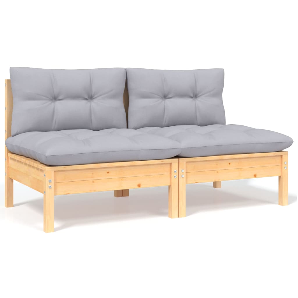 3-Tlg. Garten-Lounge-Set Mit Kissen In Creme Massivholz Kiefer