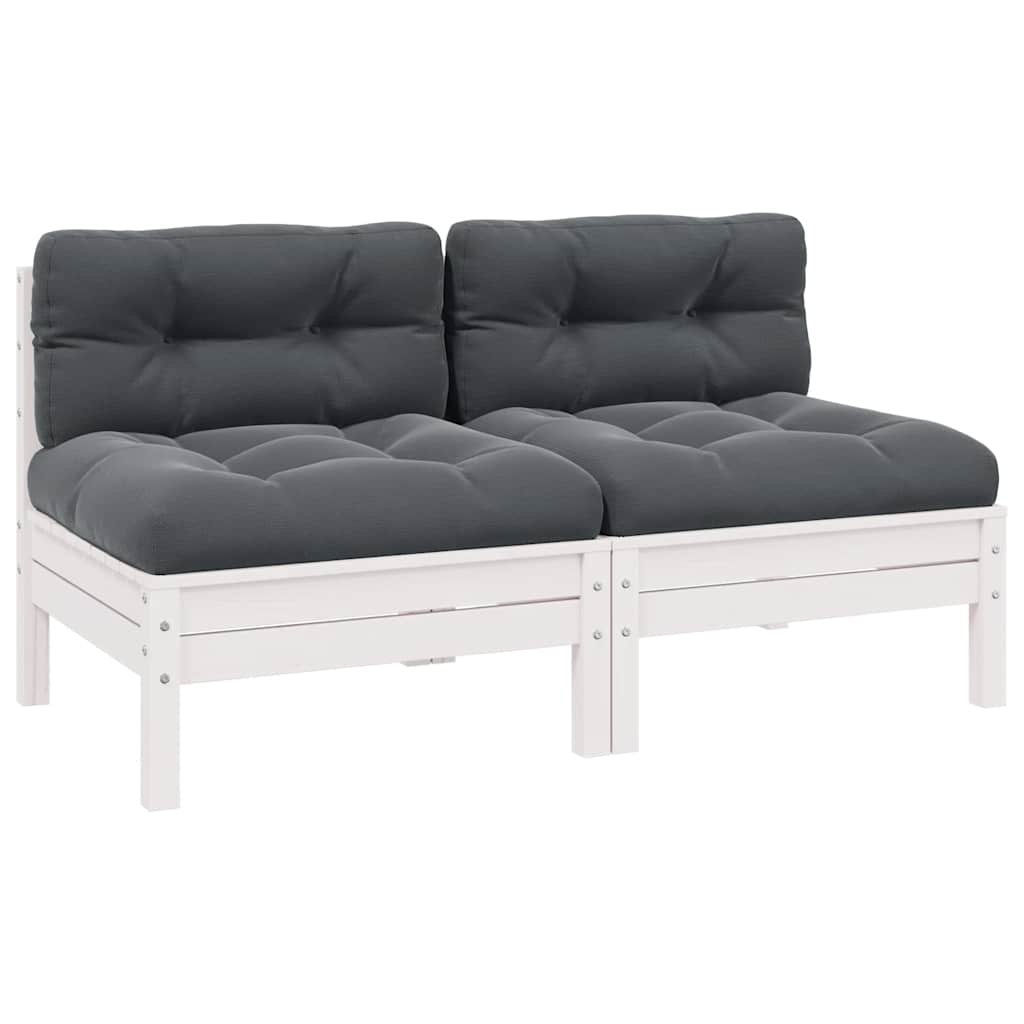 3-Tlg. Garten-Lounge-Set Mit Kissen In Creme Massivholz Kiefer