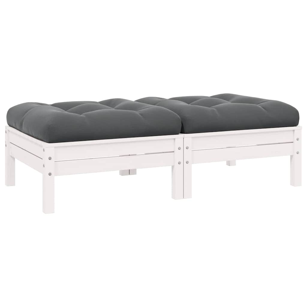 3-Tlg. Garten-Lounge-Set Mit Kissen In Creme Massivholz Kiefer