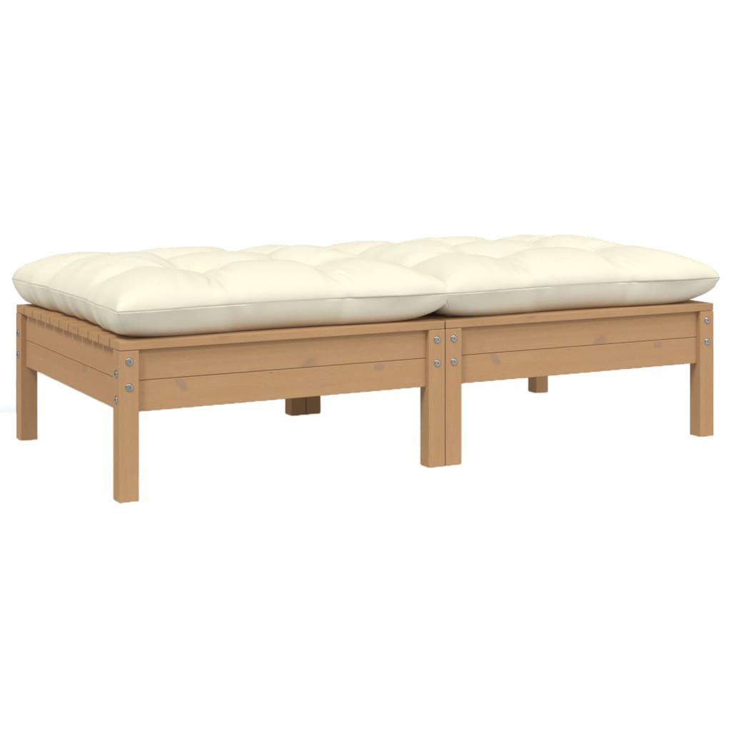 3-Tlg. Garten-Lounge-Set Mit Kissen In Creme Massivholz Kiefer