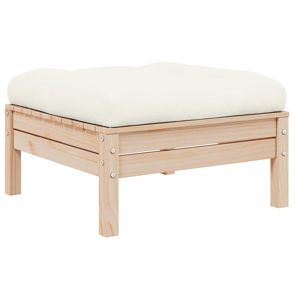 3-Tlg. Garten-Lounge-Set Mit Kissen In Creme Massivholz Kiefer