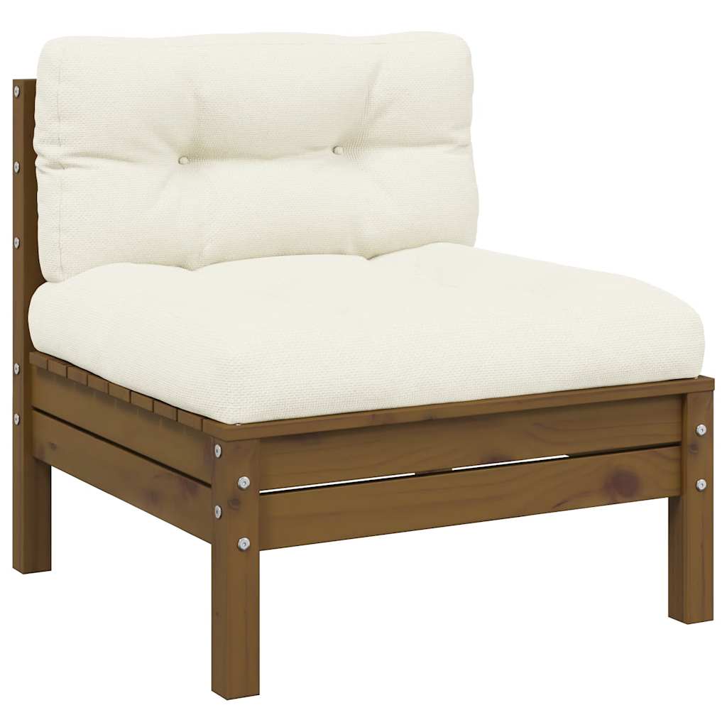 3-Tlg. Garten-Lounge-Set Mit Kissen In Creme Massivholz Kiefer