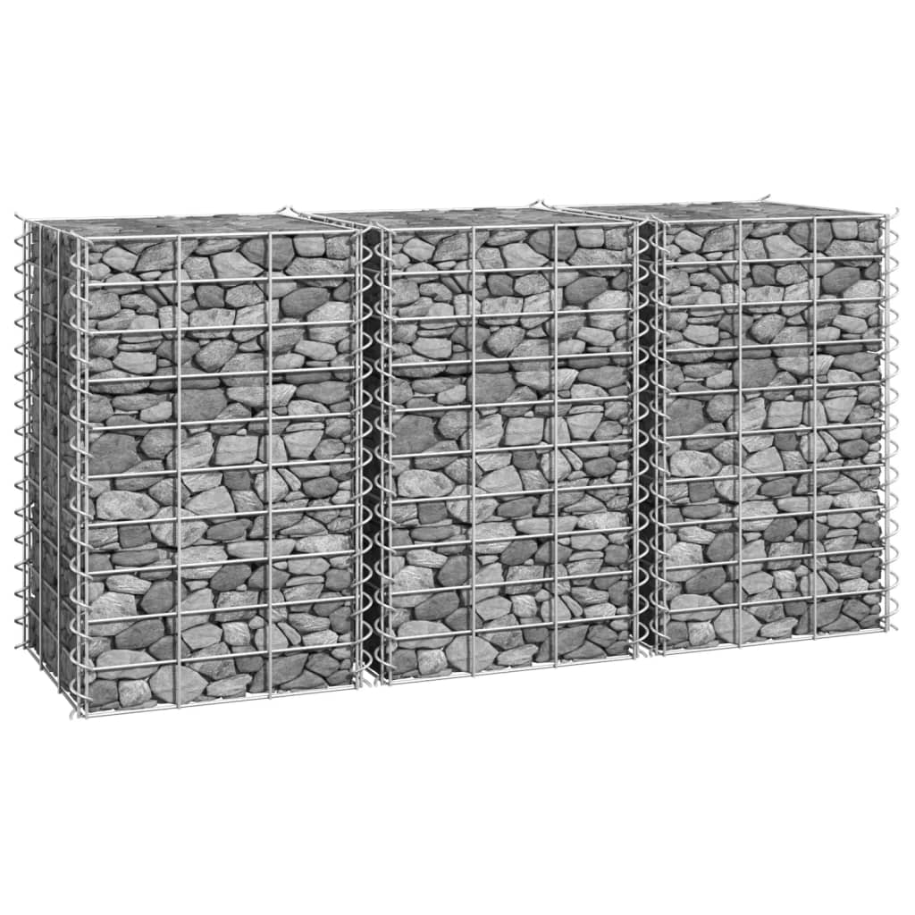 Gabionen-Hochbeete 3 Stk. 30X30X150 Cm Eisen