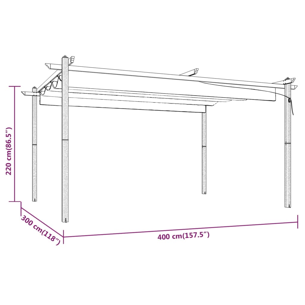 Pavillon Mit Ausziehbarem Dach 4X3 M