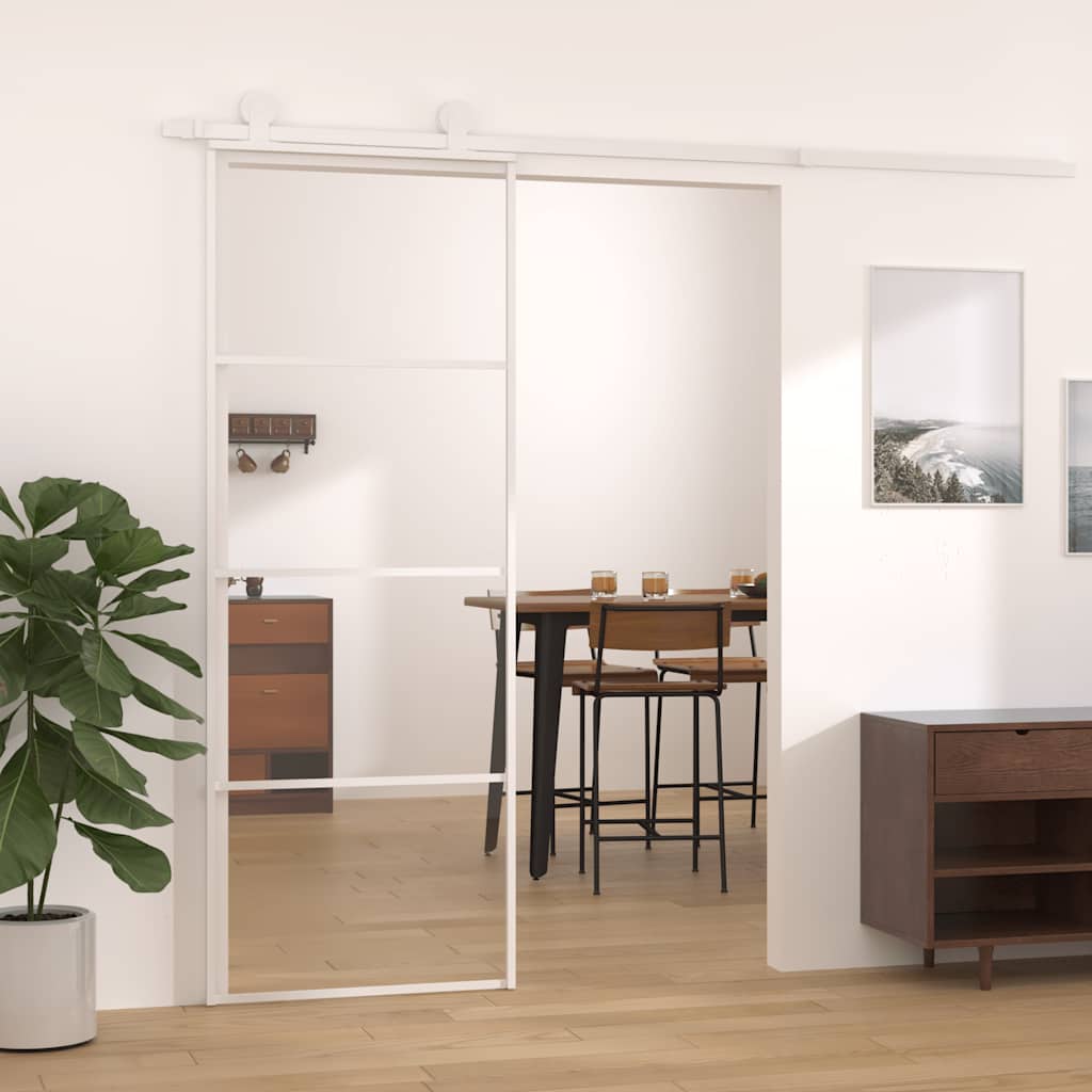Schiebetür Esg-Mattglas Und Aluminium Weiß