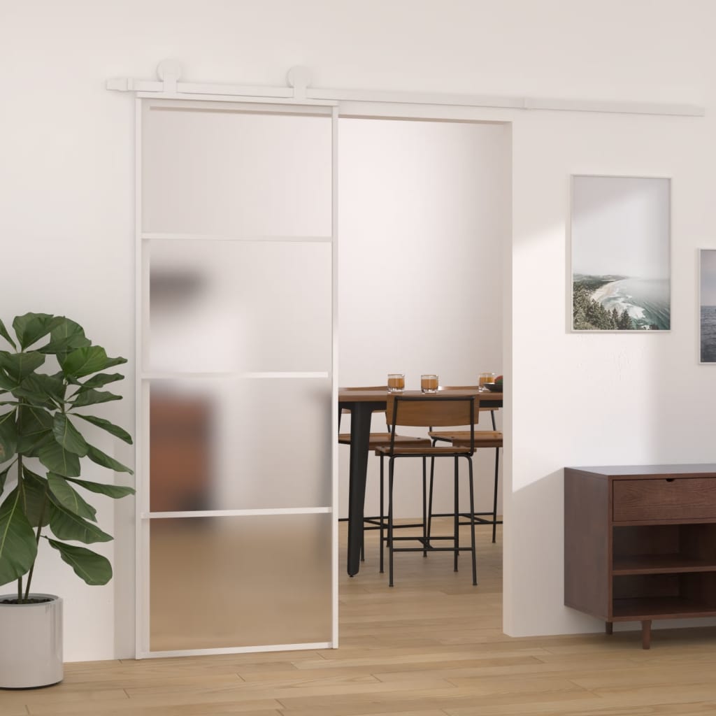 Schiebetür Esg-Mattglas Und Aluminium Weiß