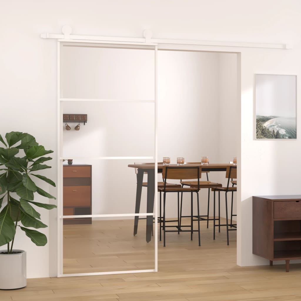 Schiebetür Esg-Mattglas Und Aluminium Weiß
