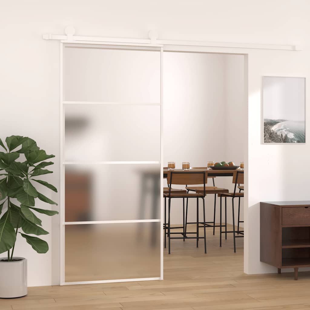 Schiebetür Esg-Mattglas Und Aluminium Weiß