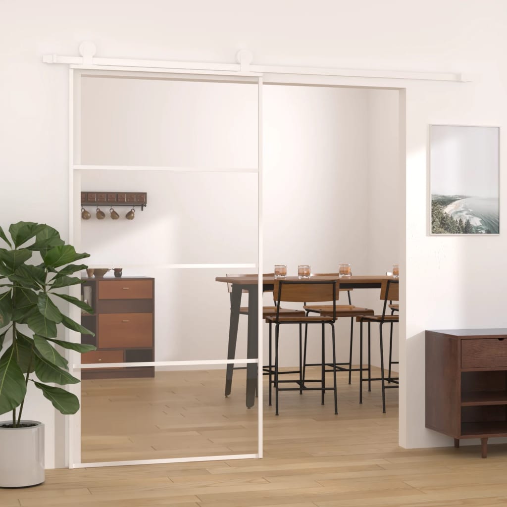 Schiebetür Esg-Mattglas Und Aluminium Weiß