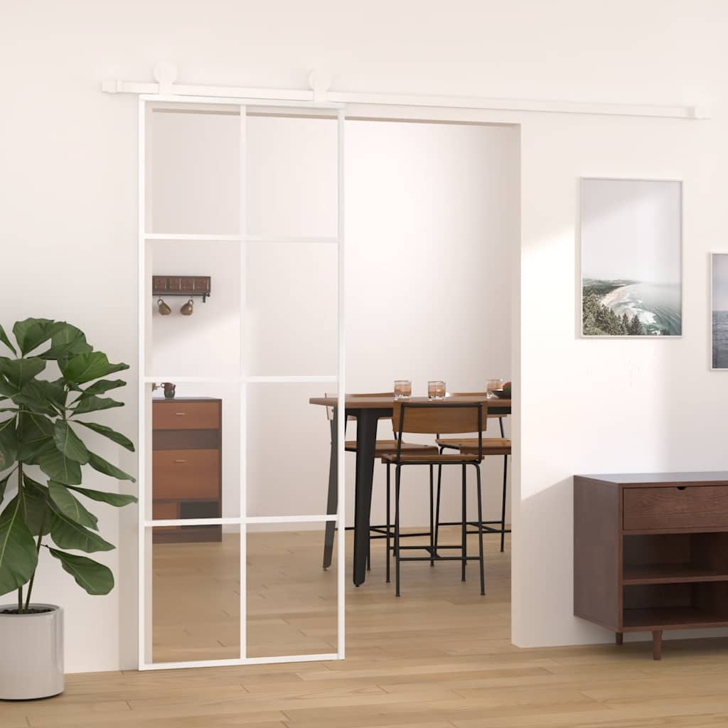 Schiebetür Esg-Mattglas Und Aluminium Weiß