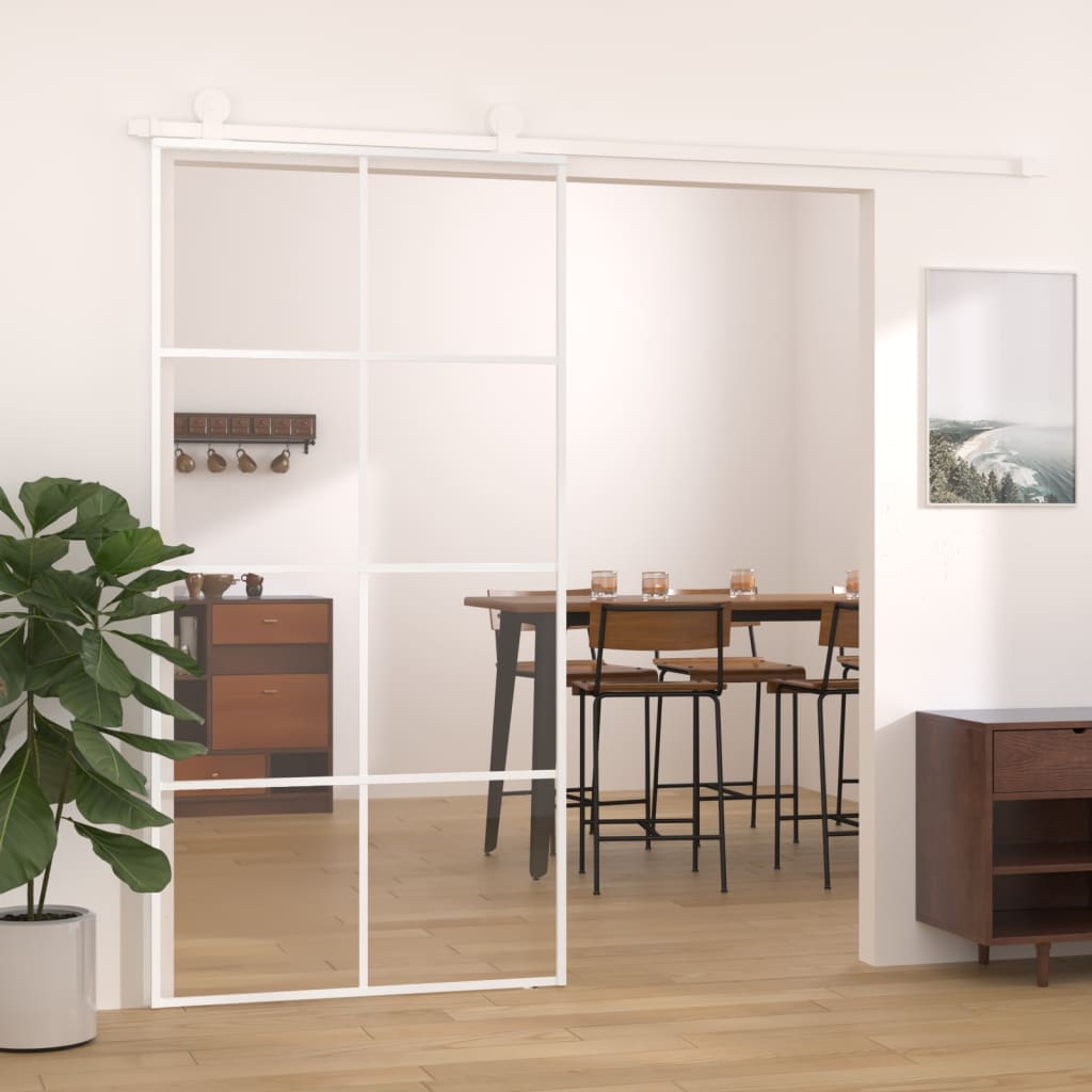Schiebetür Esg-Mattglas Und Aluminium Weiß