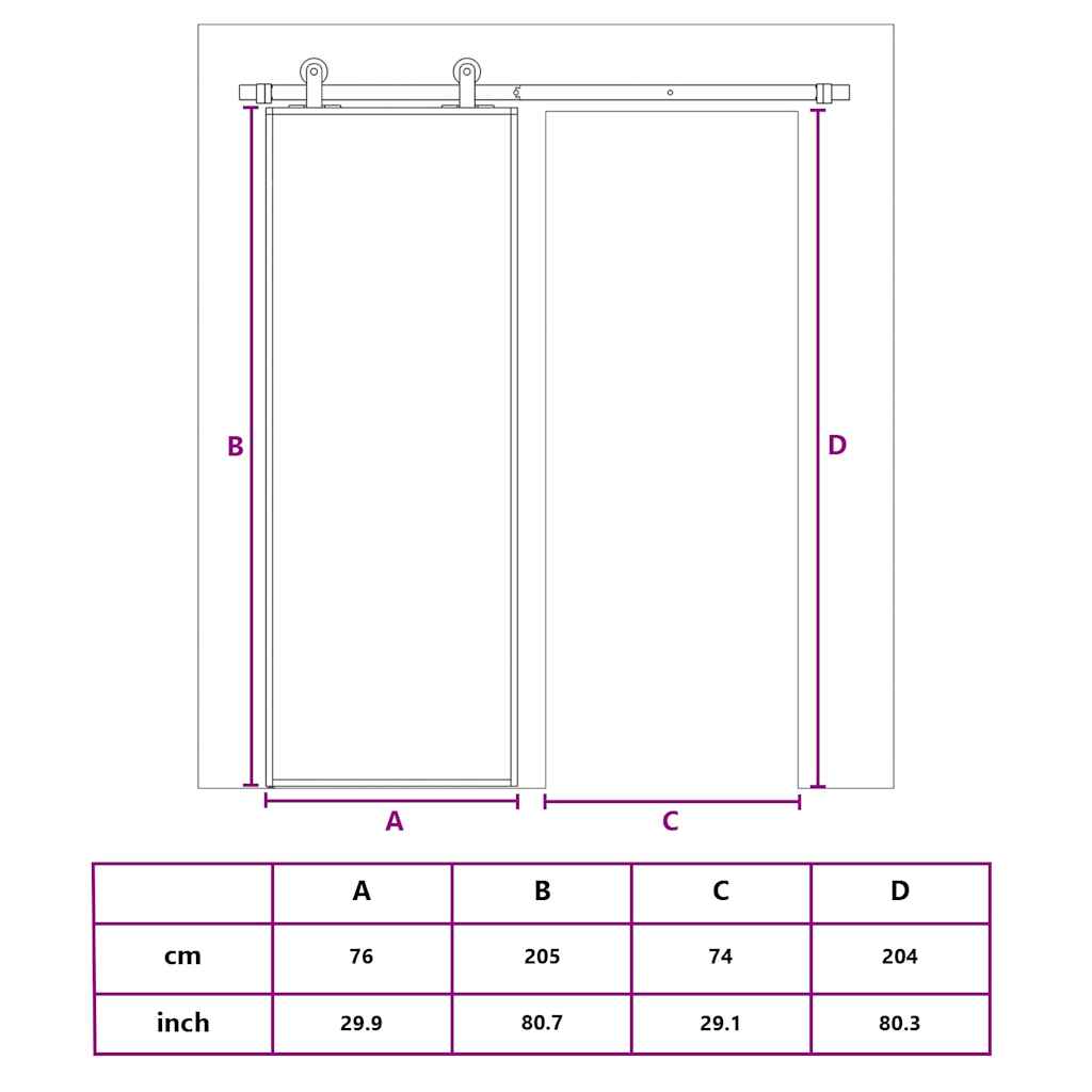 Schiebetür Esg-Glas Und Aluminium Schwarz