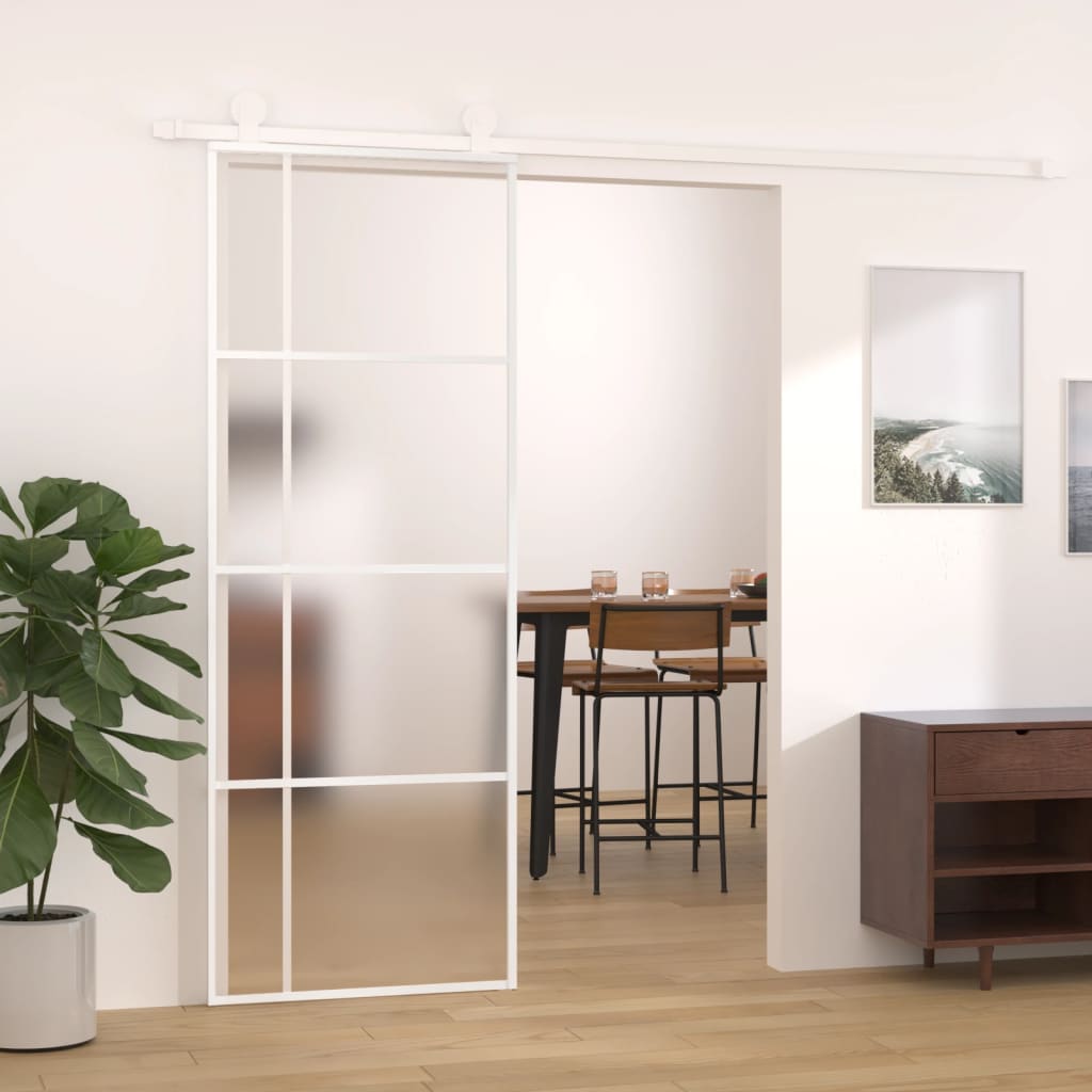 Schiebetür Esg-Mattglas Und Aluminium Weiß