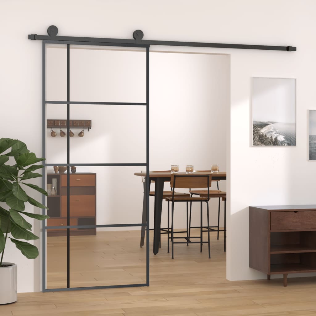 Schiebetür Esg-Glas Und Aluminium Schwarz
